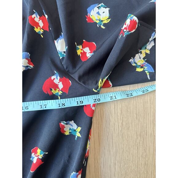 Ralph Lauren Dress Womens Sz 12 Black Floral Crepe Ruffles Tie Neck 2008 - Picture 10 of 10